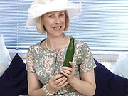 Anilos Hazel plunges a cucumber deep into her mature pussy for ultimate pleasure