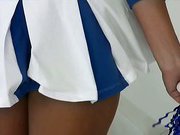 Beautiful Chrissy Marie takes off her cheerleading uniform